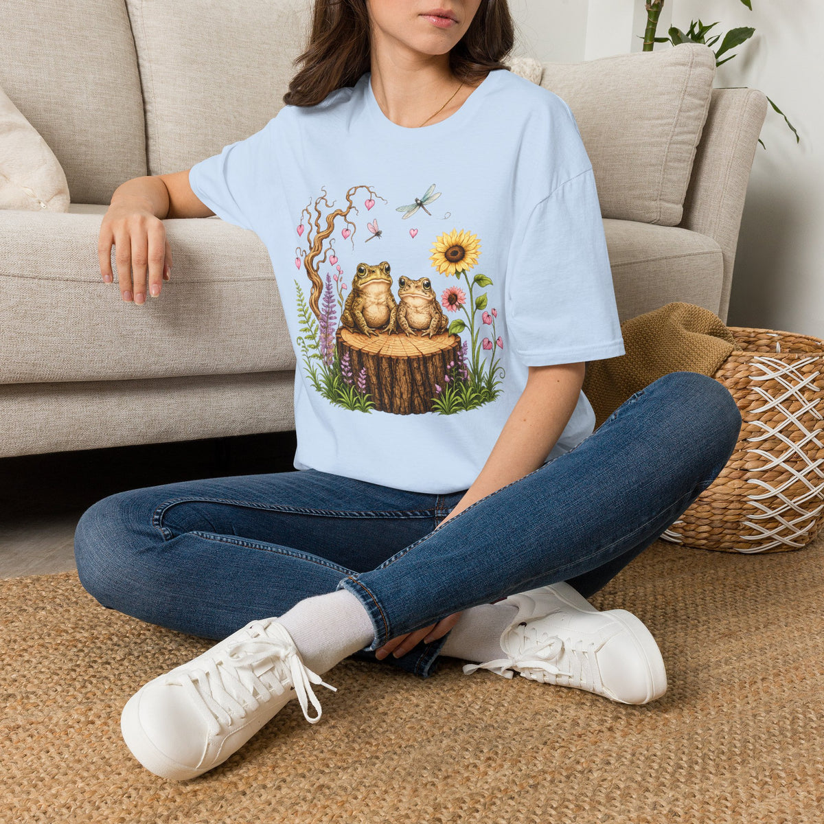 Frösche auf einem Baumstamm Unisex Softstyle T-Shirt