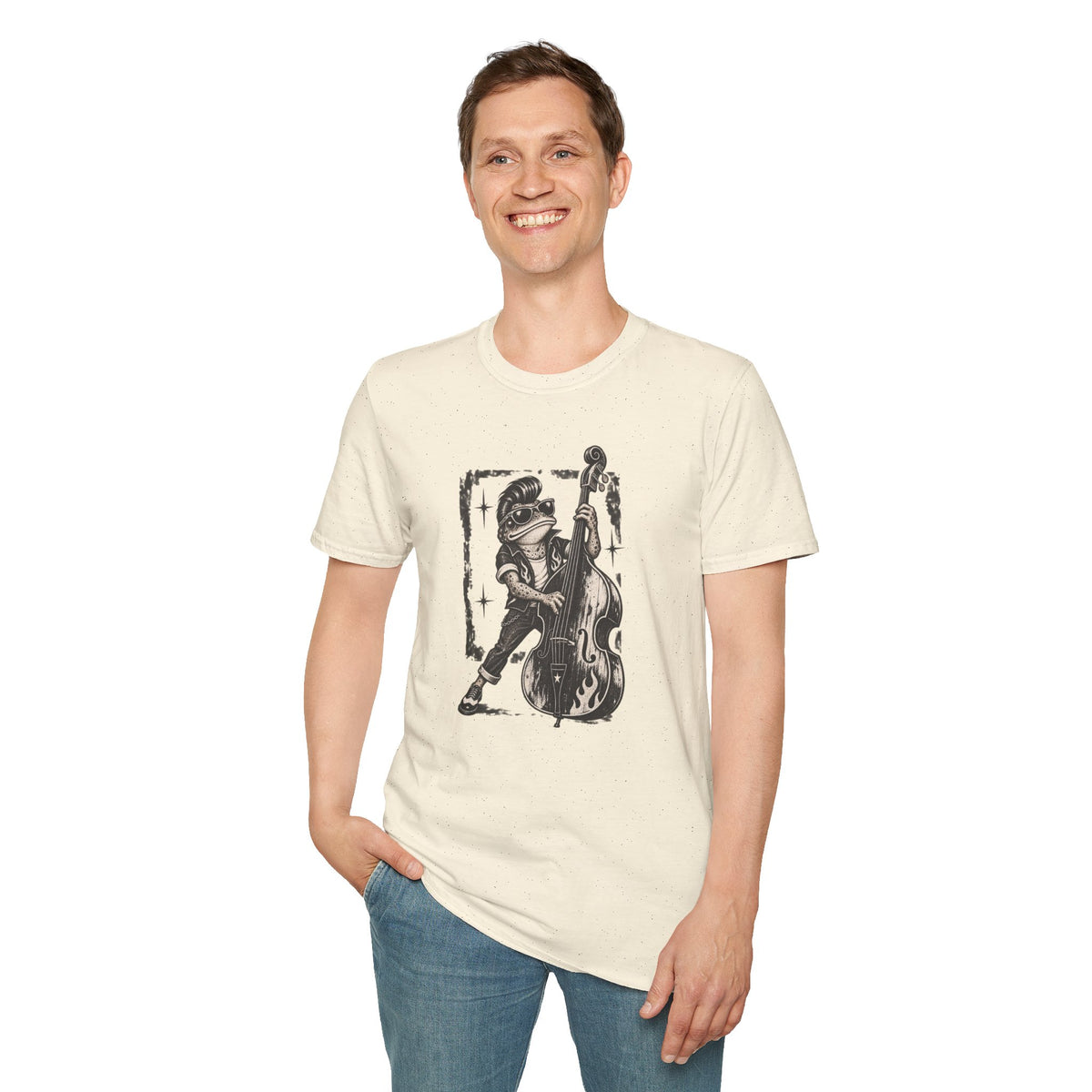 Rockabilly Double bass Toad Unisex Softstyle T-Shirt