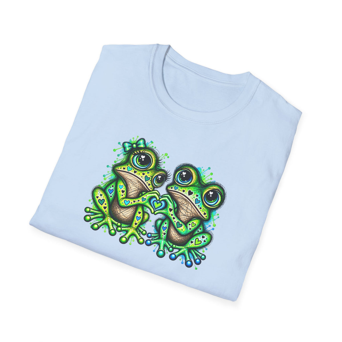 Love Toads green and aqua Unisex Softstyle T-Shirt