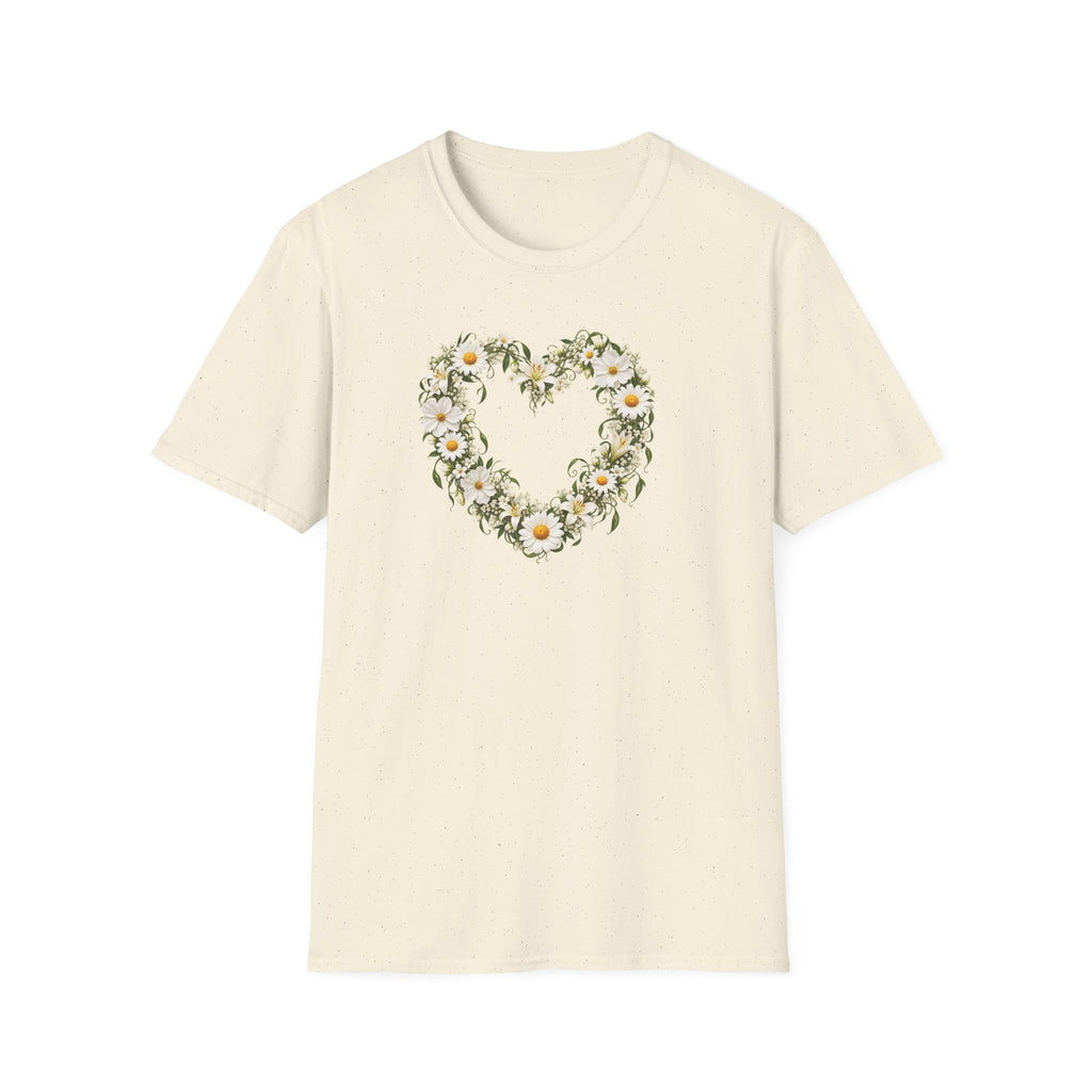 Daisy chain heart white and yellow - Unisex Softstyle T-Shirt