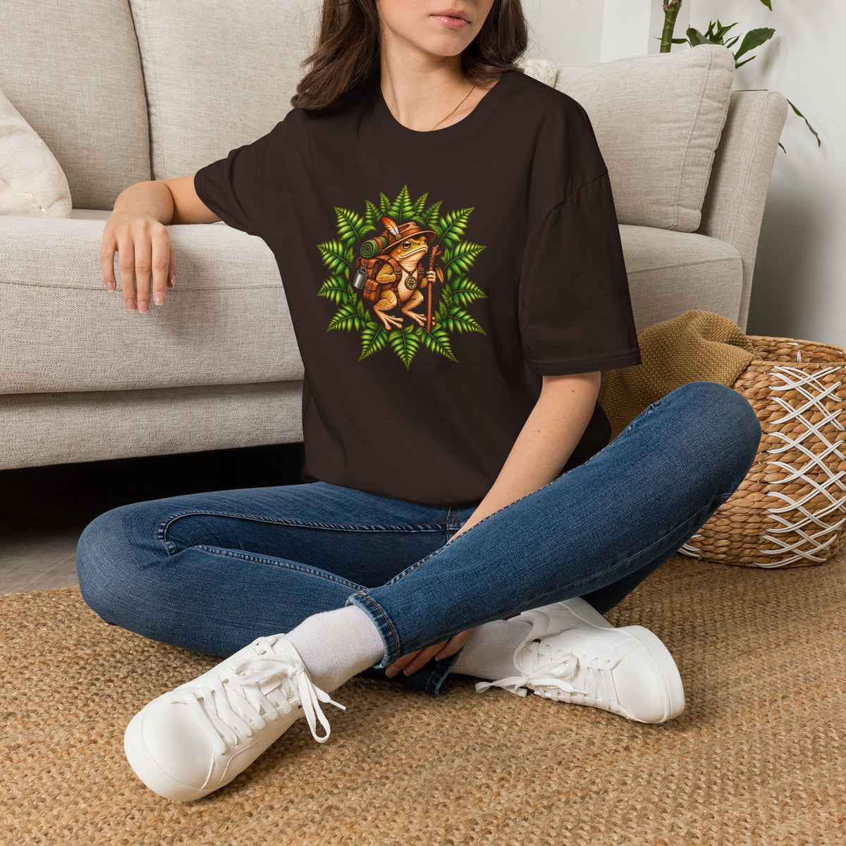 Hiking Toad with fern leaf Unisex Softstyle T-Shirt
