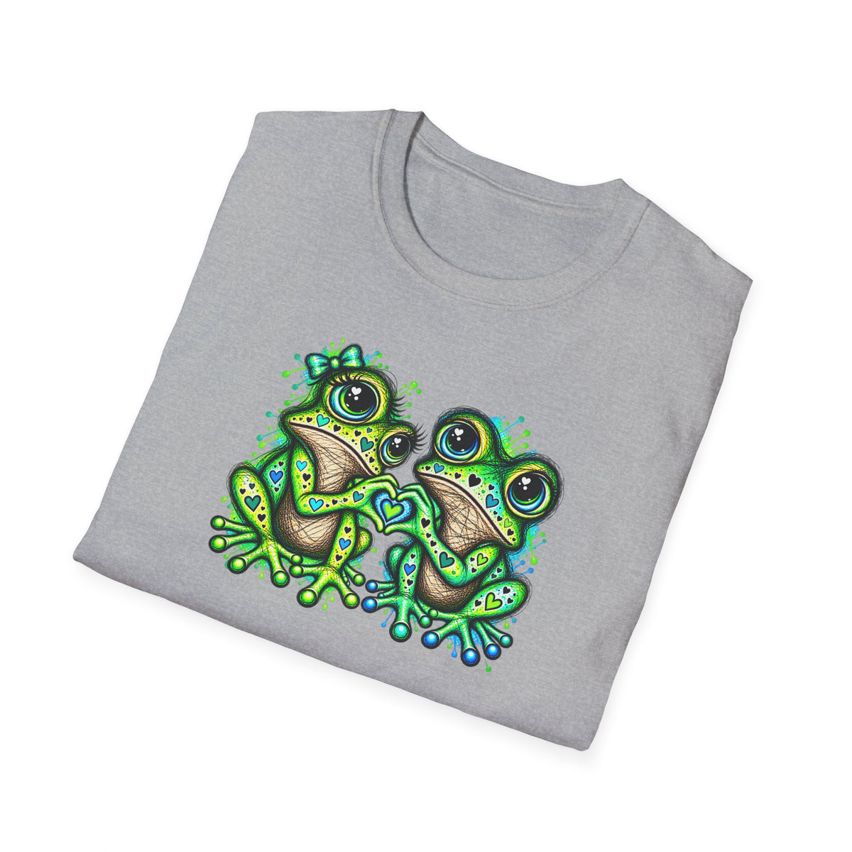 Love Toads green and aqua Unisex Softstyle T-Shirt